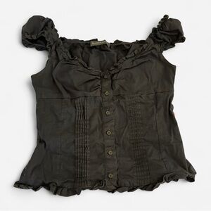 Brandy Melville Black Ruffled Blouse